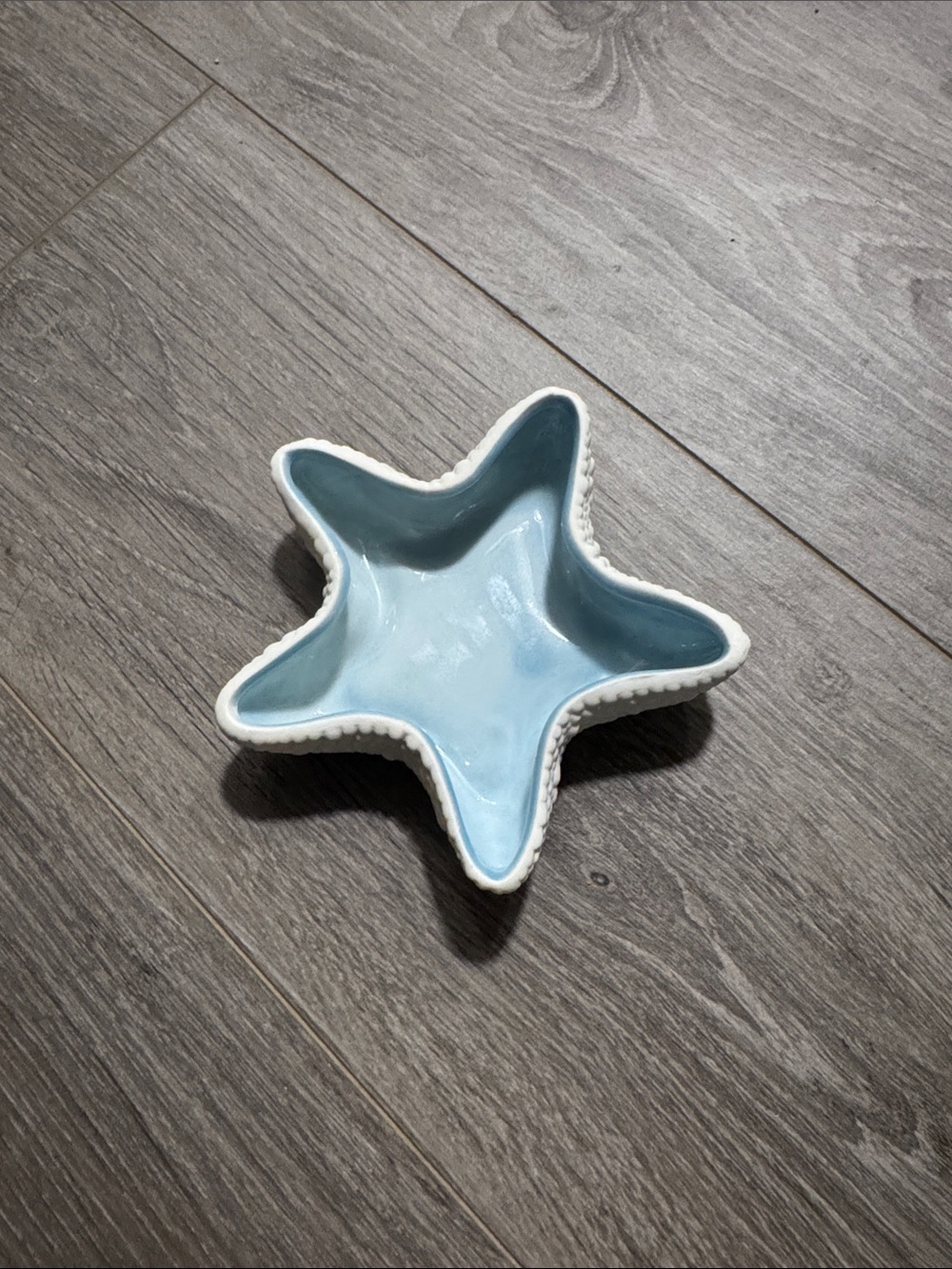 Amazon Light Blue and White Starfish Ceramic Trinket Dish